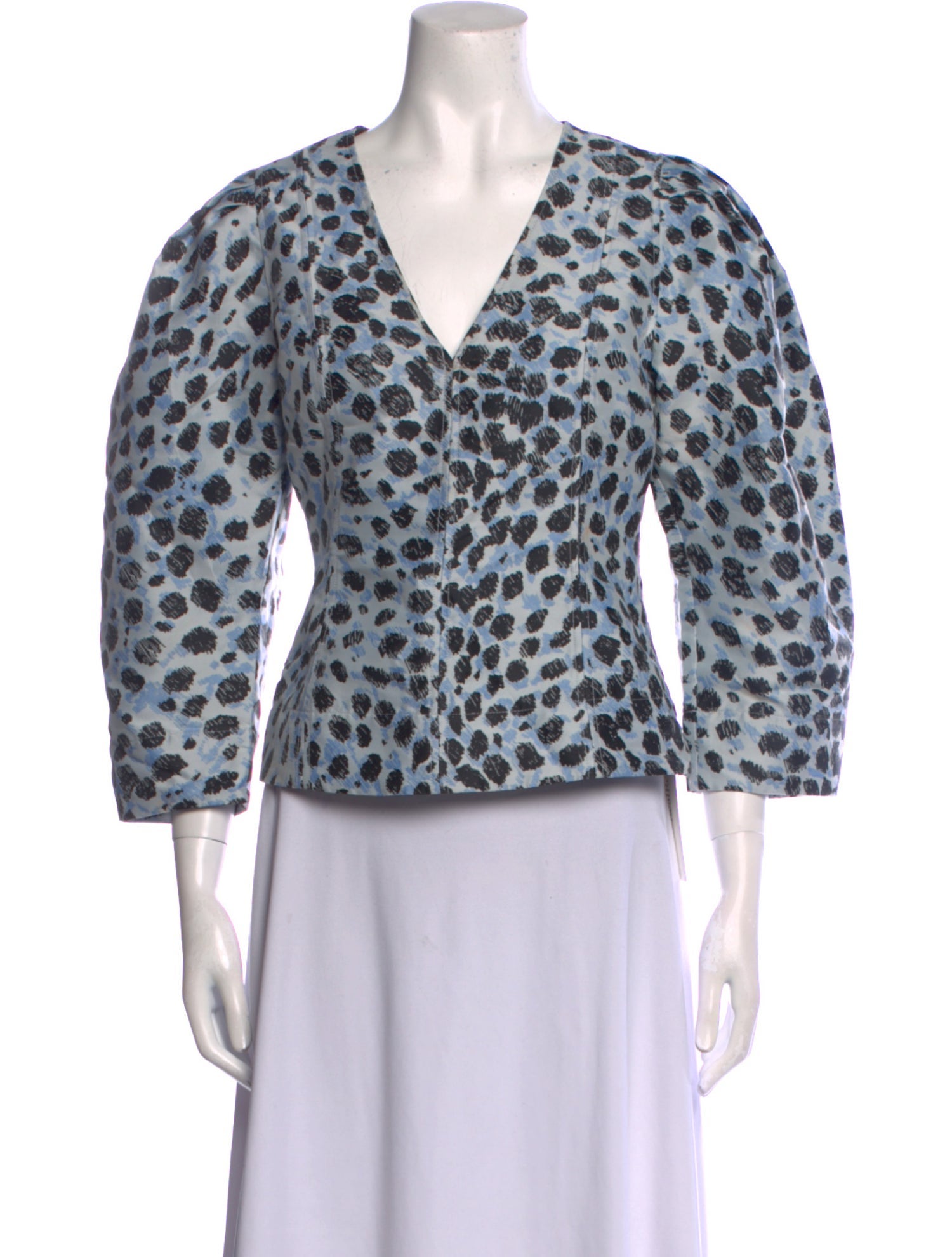 Ganni Animal Print V-Neck Blouse